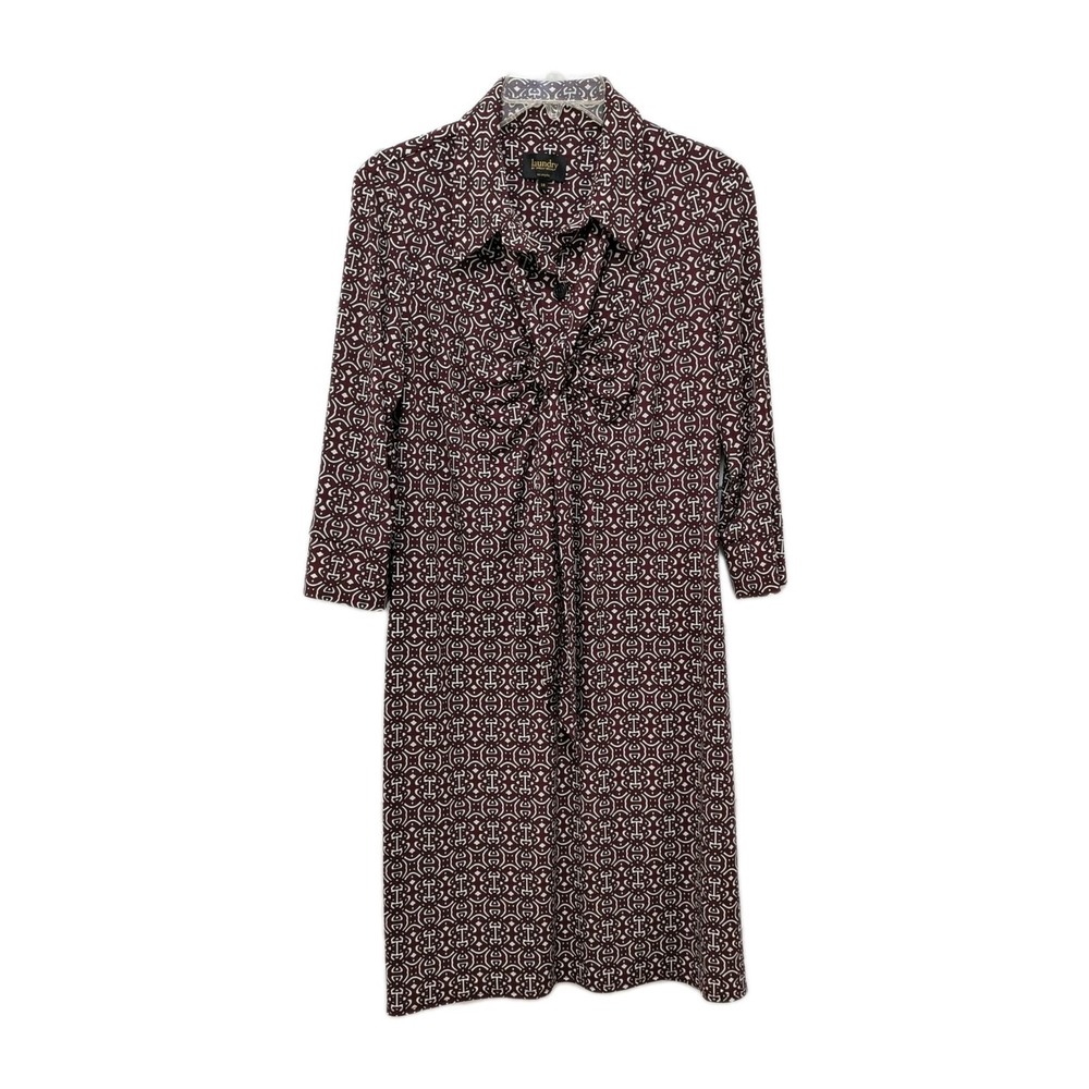 Laundry by Shelli Segal Pullover Jersey Dress Size 10 Maroon Black Geo Retro - Picture 4 of 12